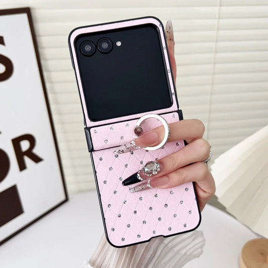 Luxury Diamond Glitter Ring Phone Case For Motorola Razr 60 50 40 Ultra 50Ultra 3-piece Set Hinge Protection Shockproof Cover