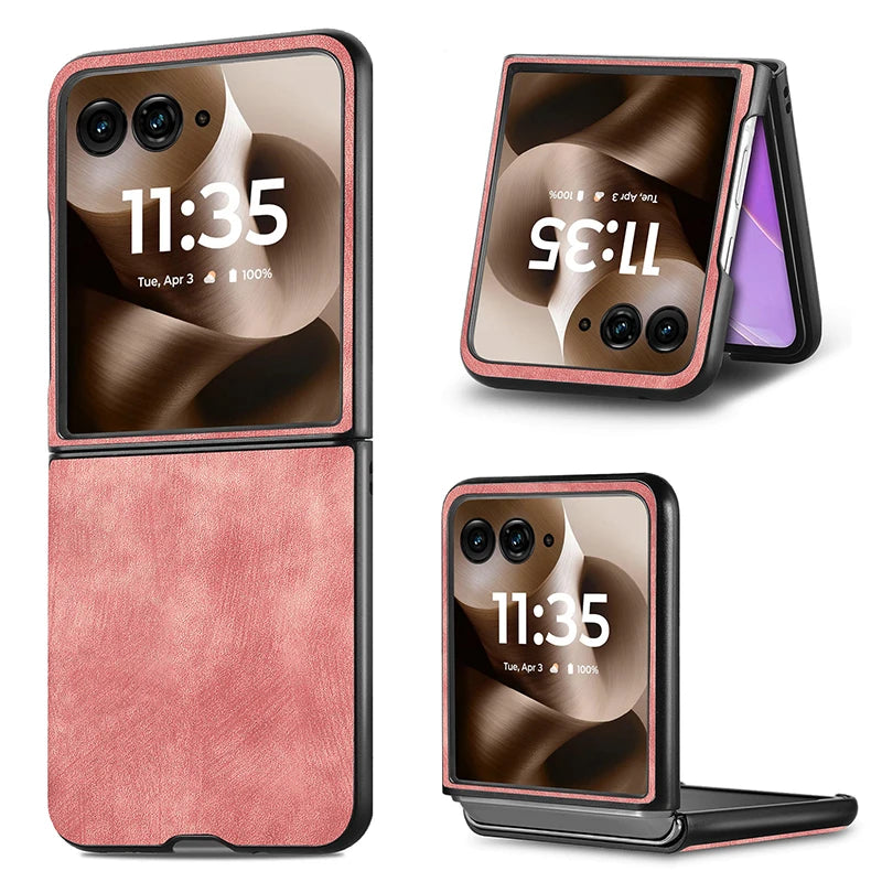 Case For Motorola Razr 60 Ultra 2025 50 Ultra 40 Ultra Razr Plus 2024 Retro PU Leather Hard Shockproof Mobile Phone Case Cover