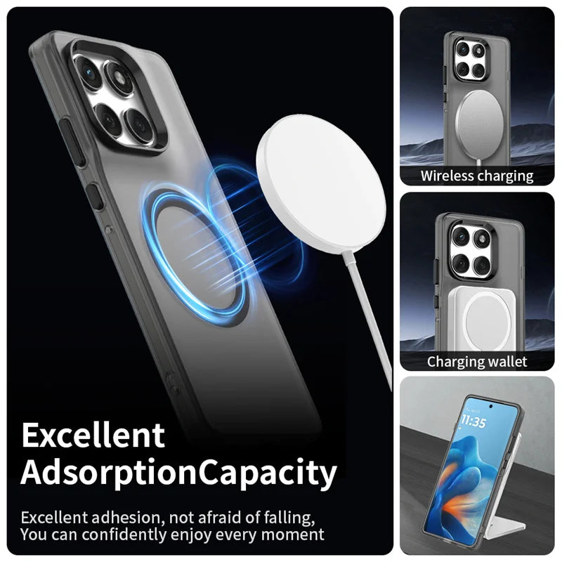Magnetic Wireless Charging Case For Motorola Edge 60 Pro Moto Edge 60 Neo Fusion Cover Candy Colors Transparent Shell Fundas