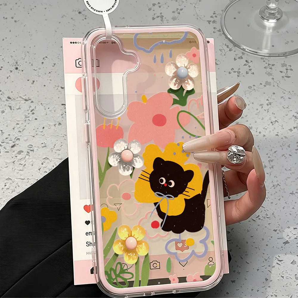 Flower 2 IN 1 Clear Case For Samsung A57 5G Funda Galaxy A56 A37 A36 A35 A55 S26 S25 S23 S22 Ultra S24 Plus A15 A16 A17 A53 A54
