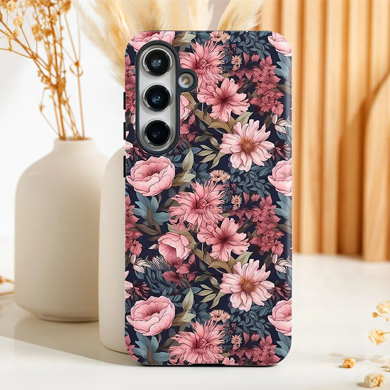 2 IN 1 Film shell Case For Samsung S25 S24 S23 S22 S21 Plus Ultra S25 Edge S20 FE A56 A16 15 26 36 Gorgeous Flowers Phone Cover