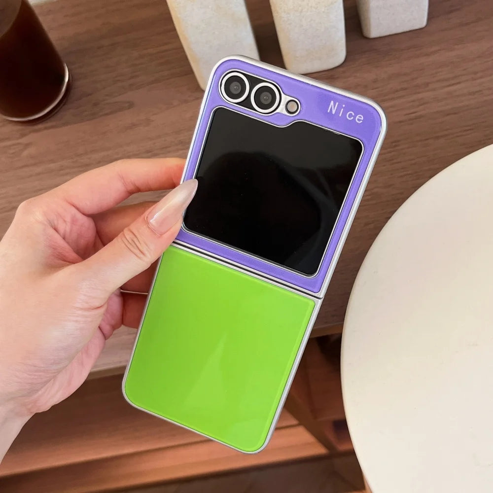 Cute INS Dopamine Colors Gradient Case for Samsung Galaxy Z Flip 8 6 5 Flip 7 3 4 Zflip8 Acrylic Hard Shockproof Cover