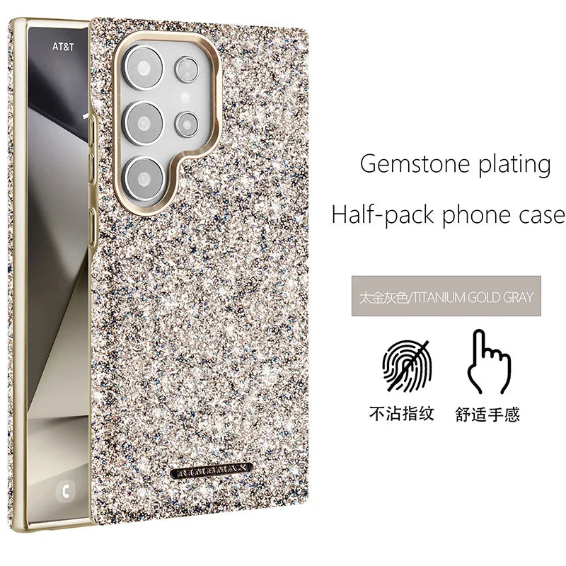 For Samsung Galaxy S24 S25 Ultra S25 Plus Electroplated Flash Powder Magsafe Phone Cas Fall Prevention Wireless Charging Cover