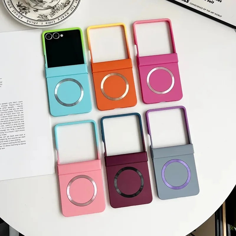 Magnetic Hinge Phone Case for Samsung Galaxy Z Flip 8 7 6 5 4 3 Flip8 Flip7 FE for Magsafe Double Color Gradient PC Back Cover
