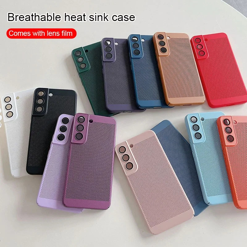 Breathable Heat Dissipation Cooling Case For Samsung Galaxy S25 S24 UItra S23 S22 S21 Plus PC Hard Back Cover