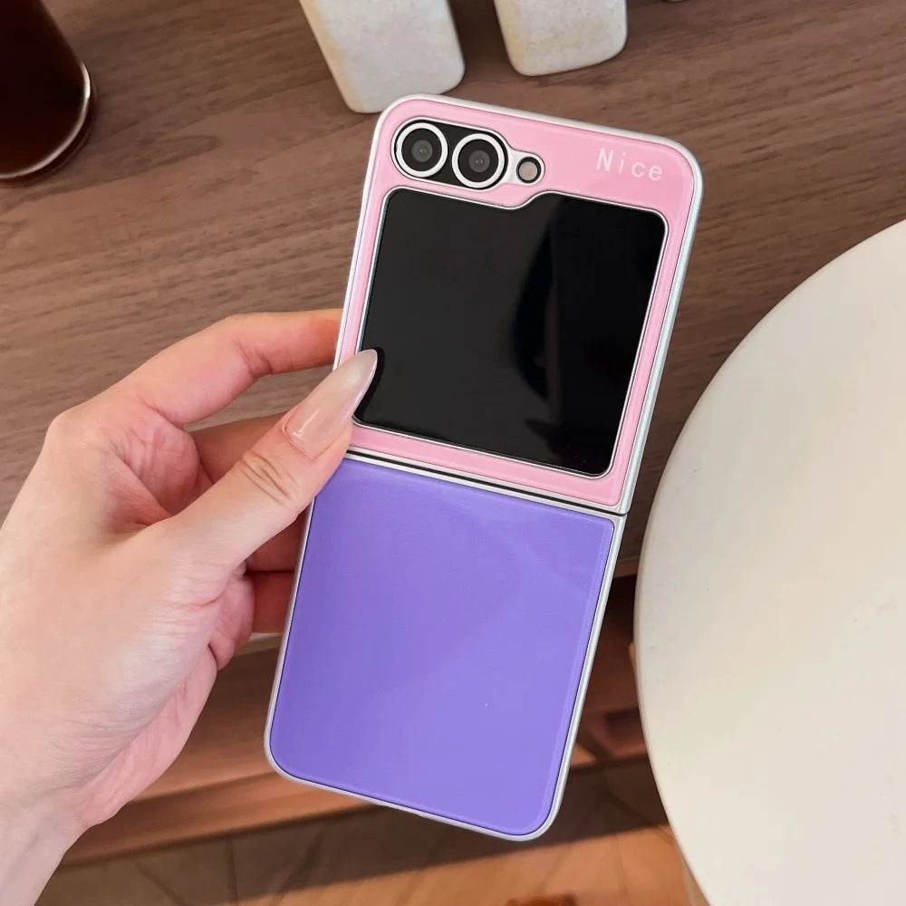Cute INS Dopamine Colors Gradient Case for Samsung Galaxy Z Flip 8 6 5 Flip 7 3 4 Zflip8 Acrylic Hard Shockproof Cover