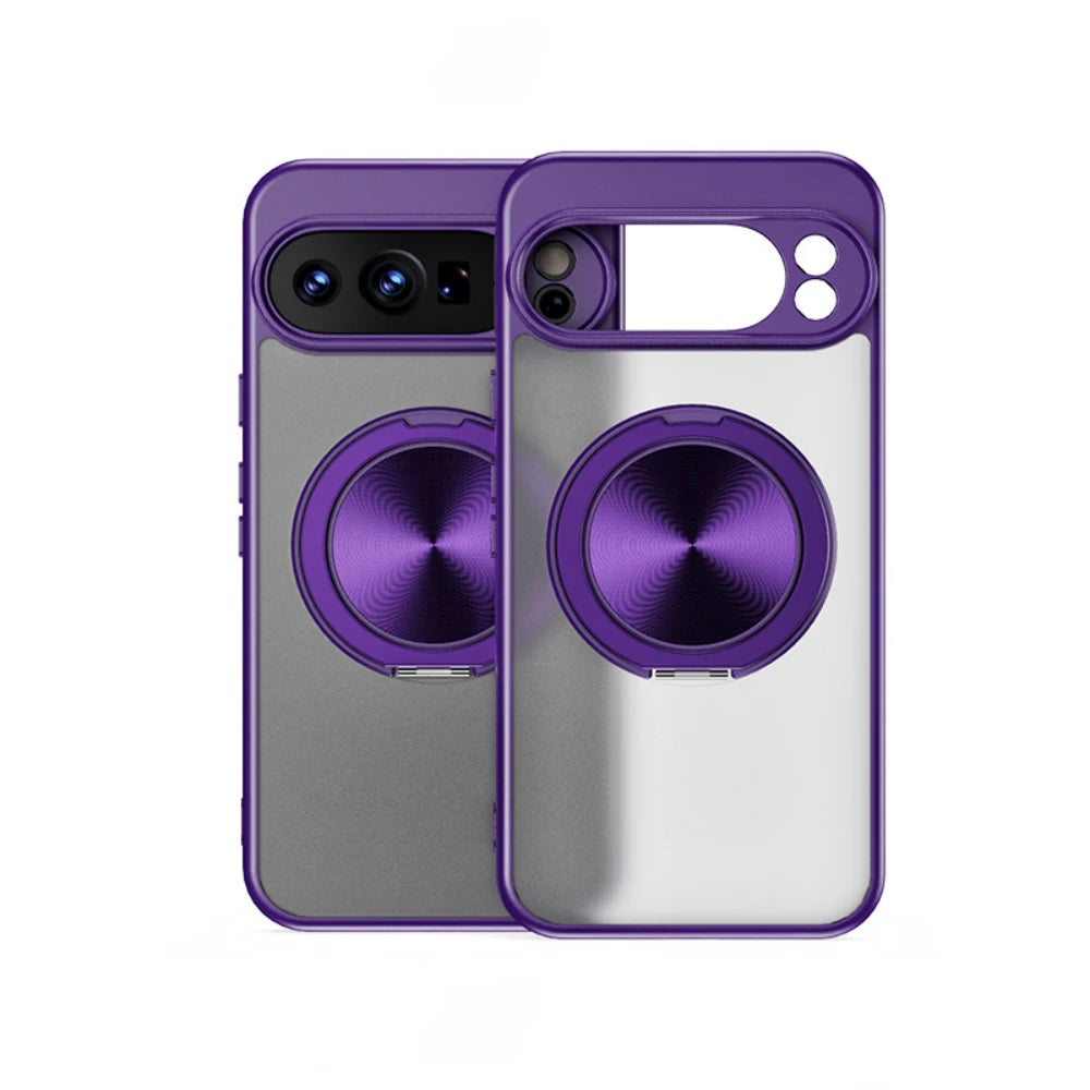 Luxury 360 Rotate Bracket Case for Google Pixel 10 Pro XL 9A Slim Matte Translucent Stand Holder PC Shockproof Cover