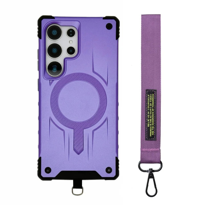 Luxury Carbon Fiber Pattern Magnetic Armor Case for Samsung S25 S24 S23 Ultra Plus Edge FE A35 A55 A36 A56 A16 A26 A17 A15 A14