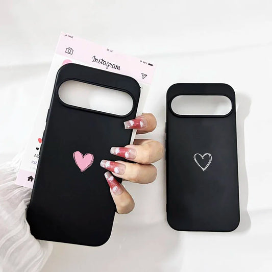 INS Cute Simple Love Heart Pattern Phone Case For Google Pixel 9 Pro XL 8A 8 Pro 10 7 6A 5G Fashion Clear Soft TPU Cover Fundas