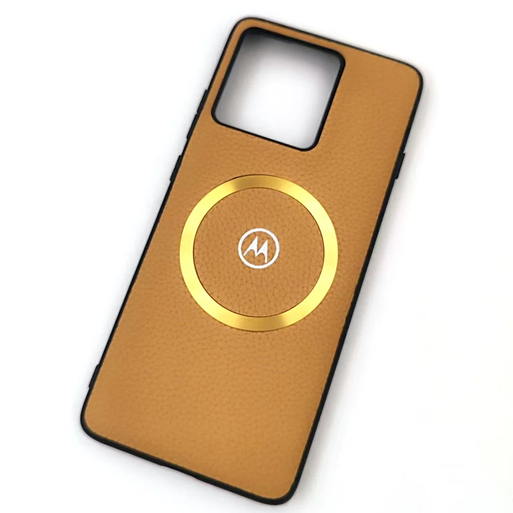 Litchi Texture Leather Magnetic Case For Motorola Edge 50Neo 60 Fusion G86 G85 G56 G55 G45 G35 For Magsafe Wireless Charge Cover