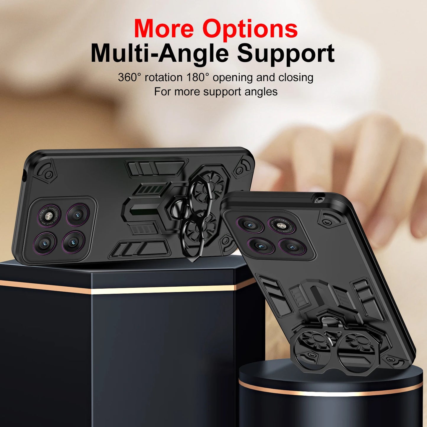 Case for Motorola Moto Edge 60 Pro Fusion Stylus 50 Neo Protective Cover Shockproof Armor Metal Ring Kickstand Fundas Coque