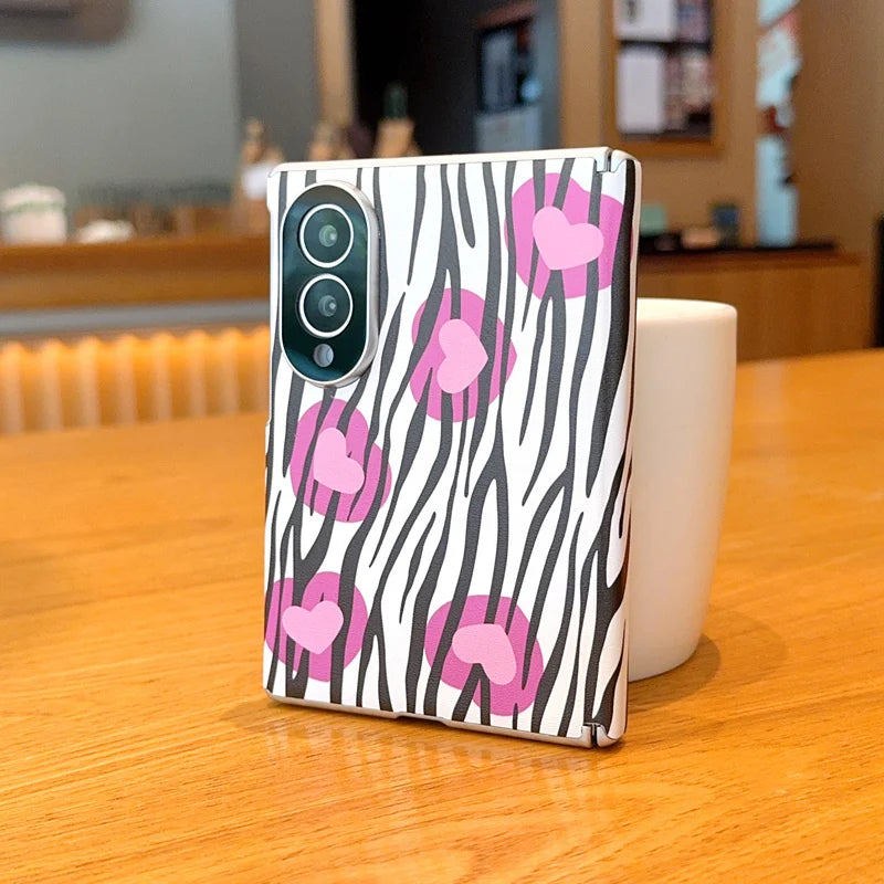 For Samsung Galaxy Z Fold 8 Wide Case Stylish Stand Unique Contrasting Color Texture Skin-friendly PU Leather Cover Shockproof