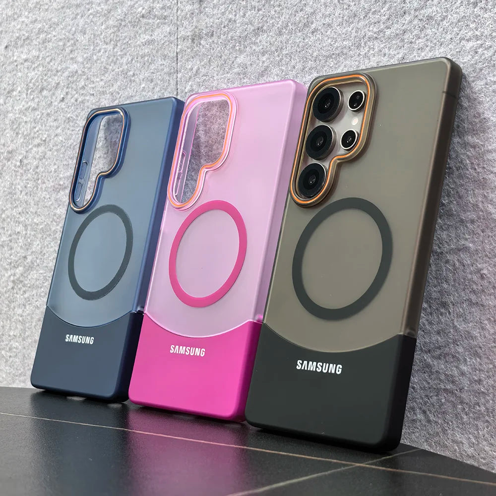 2 IN 1 Splicing Matte Magnetic Case For Samsung Galaxy S22 S23 S24 S25 Ultra Plus For Magsafe Ultrathin Hard PC Phone Cover