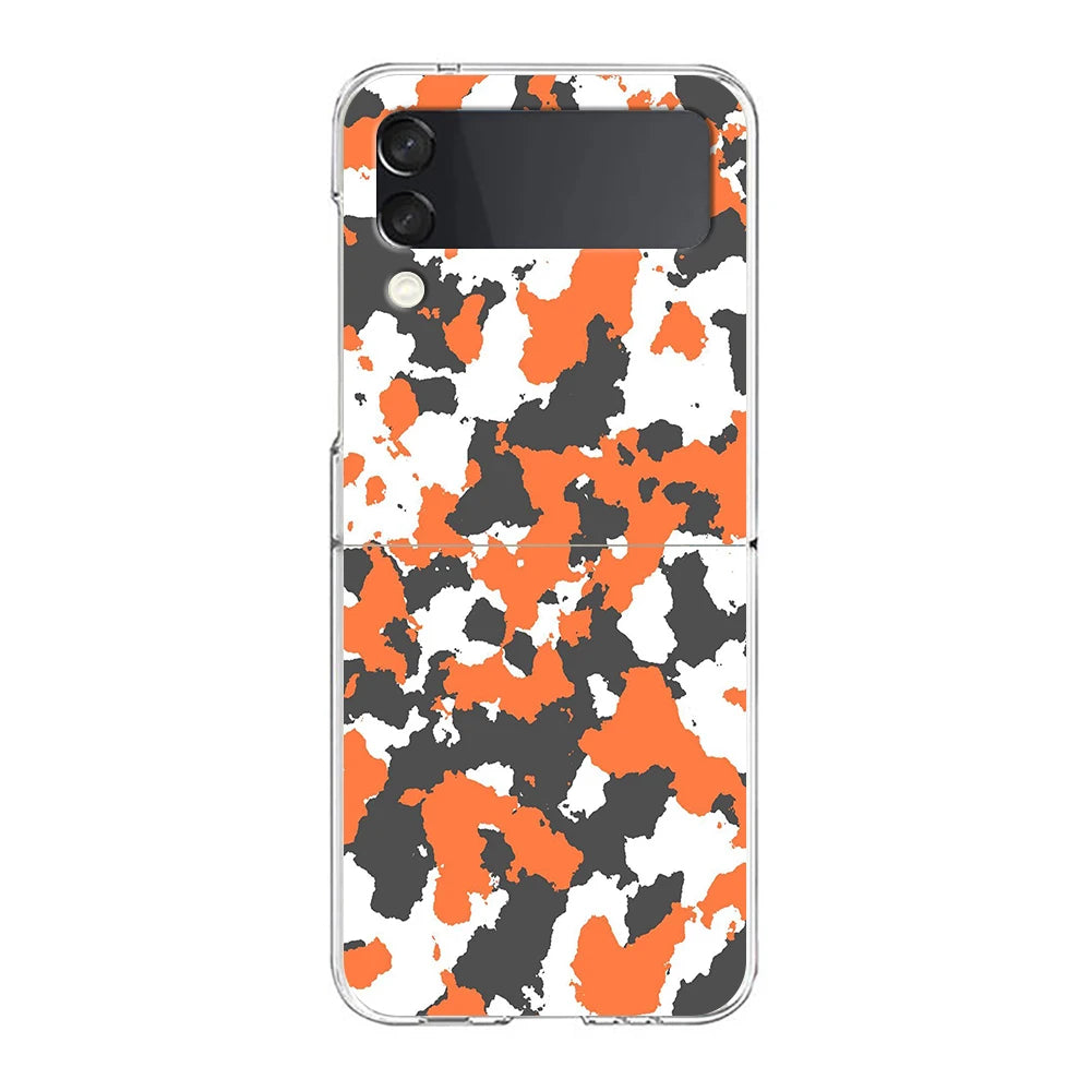 Camouflage Camo Hard PC Phone Case For Samsung Galaxy Z Flip 4 5 6 Black Cover For Galaxy Z Flip 3 Foldable Shockproof Case Capa