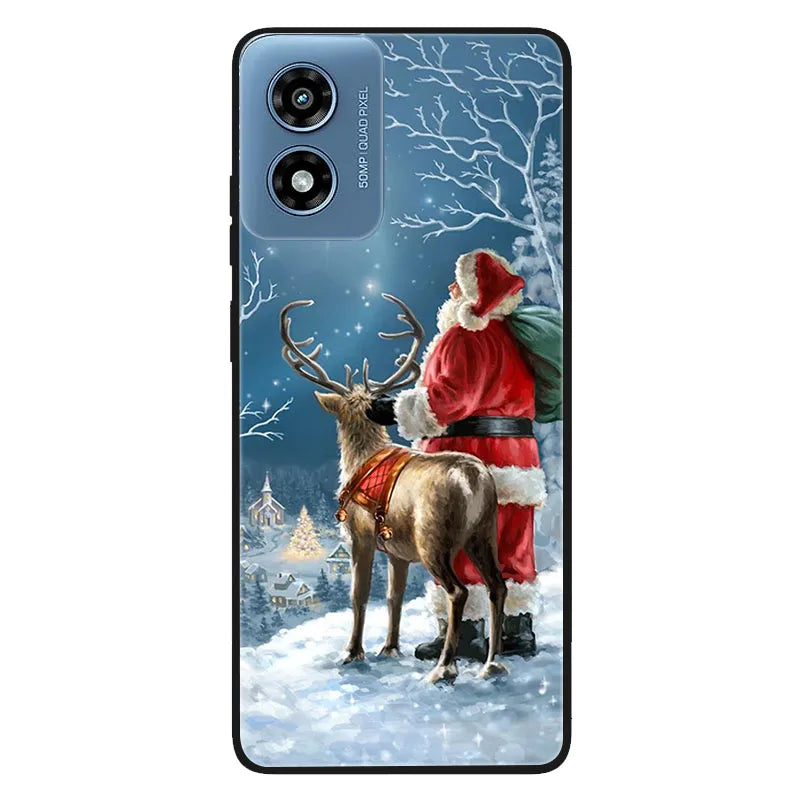 Shockproof Black TPU Case For Motorola Moto G 2025 G Play 2024 G Stylus 5G 2021 Power 2022 Protective Cover Christmas Funda Capa
