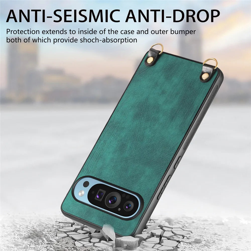 Luxury Case For Google Pixel 11 Pro XL 5G Crossbody Strap Armor Leather Back Etui Pixel 11 Pro Shockproof Funda