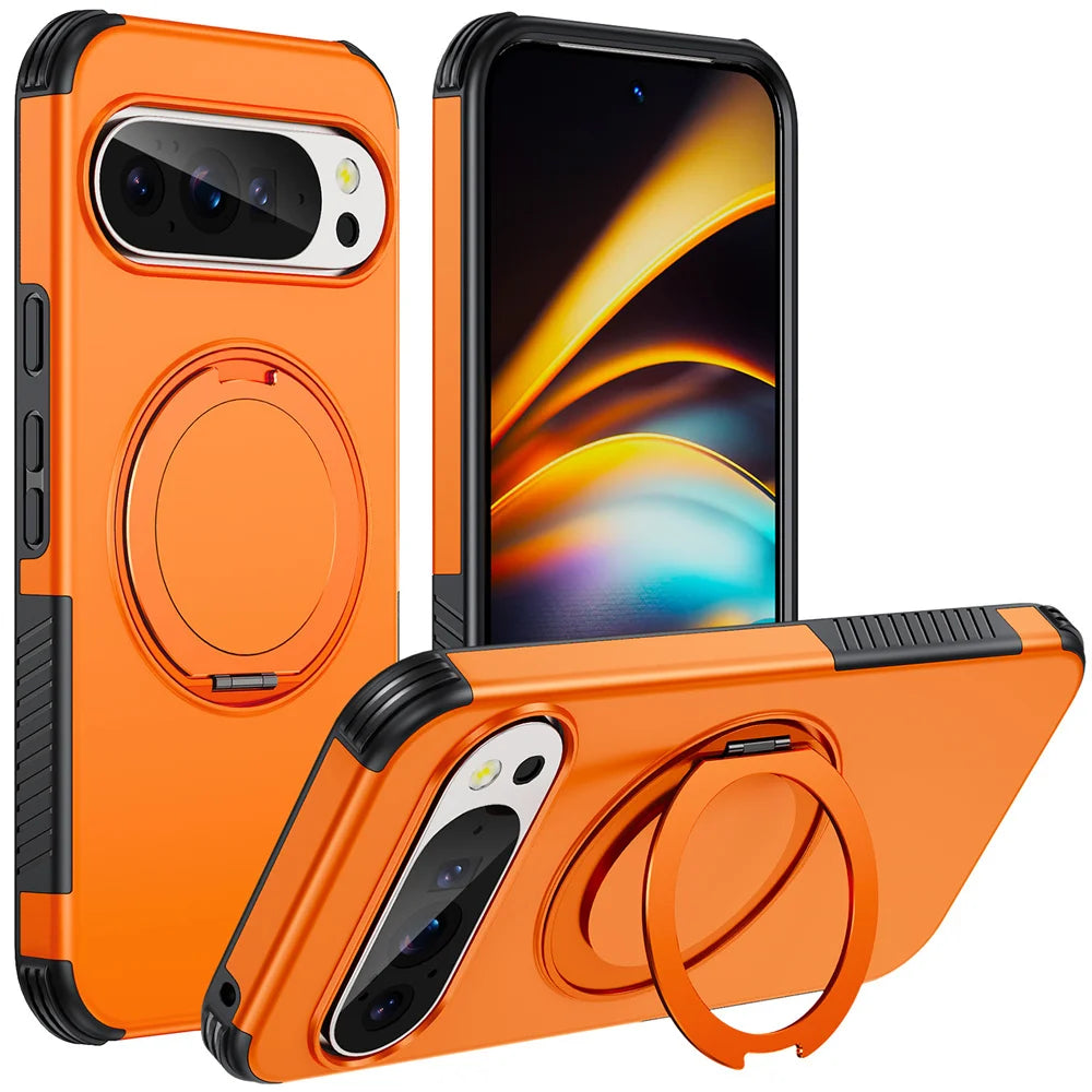 Luxury Magnet Rotating Fold Stand Magnetic Phone Case for Google Pixel 11 10 9 Pro XL 10A Non-Slip Bumper Shockproof Armor Cover