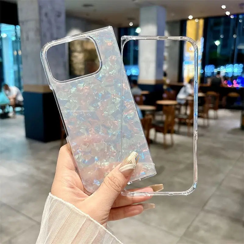 For Google Pixel 10 Pro Fold Case Fashion Flower Print Phone Back Cover Dreamy Pearl Glitter Shockproof Hard Shell