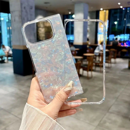 For Google Pixel 10 Pro Fold Case Fashion Flower Print Phone Back Cover Dreamy Pearl Glitter Shockproof Hard Shell
