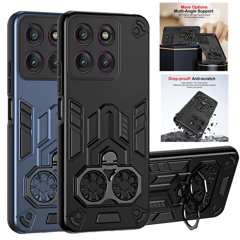 Case for Motorola Moto Edge 60 Pro Fusion Stylus 50 Neo Protective Cover Shockproof Armor Metal Ring Kickstand Fundas Coque