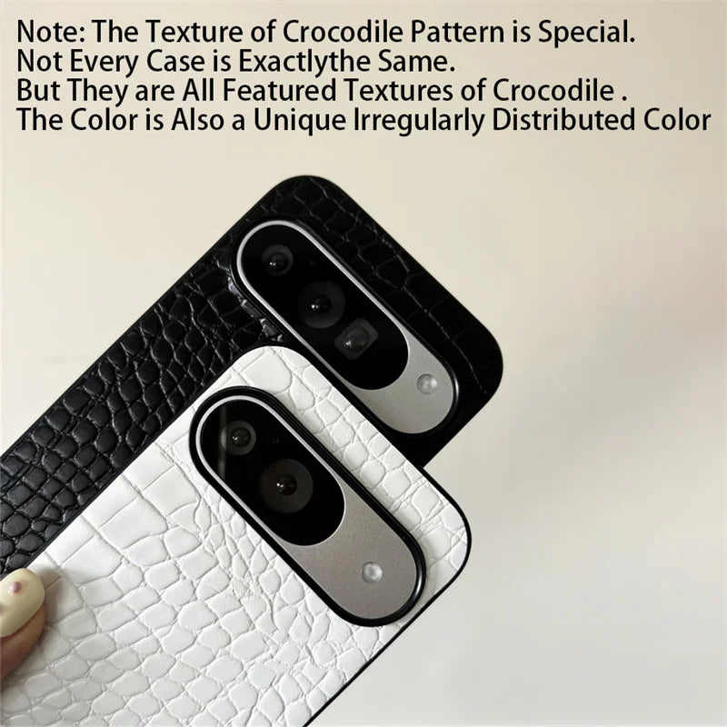 Stylish Retro Crocodile Pattern Phone Case For Google Pixel 9 Pro XL Luxury Animal Texture PU Leather Shockproof protective Case