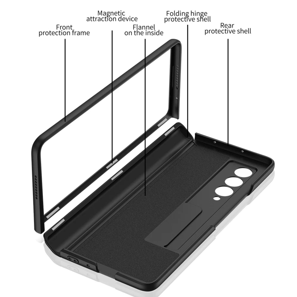 GKK Magnetic Hinge Armor Holder Case For Samsung Galaxy Z Fold 7 6 5 4 3 Stand Matte Hard PC Cover For Samsung Z Fold 6 5 Case