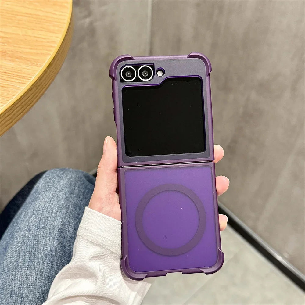 For MagSafe Magnetic Translucent Matte Phone Case For Samsung Galaxy Z Flip 7 6 5 4 3 Flip6 Flip Flip4 Flip7 5G Shockproof Cover