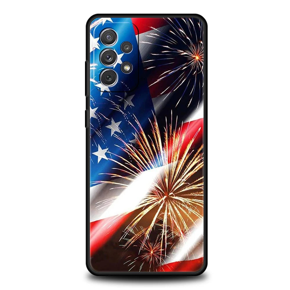American United States Flag Phone Case for Samsung Galaxy A14 A54 A34 A51 A71 A72 A32 A52 A52S A01 A11 A21S A31 A41 5G TPU Shell