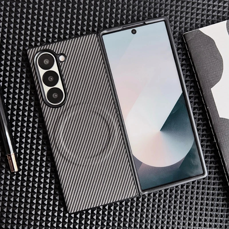 For Magsafe Magnetic Wireless Charging Luxury Solid Color Carbon Fiber Phone Case For Samsung Galaxy Z Fold 7 6 5 4 Bumper Cover