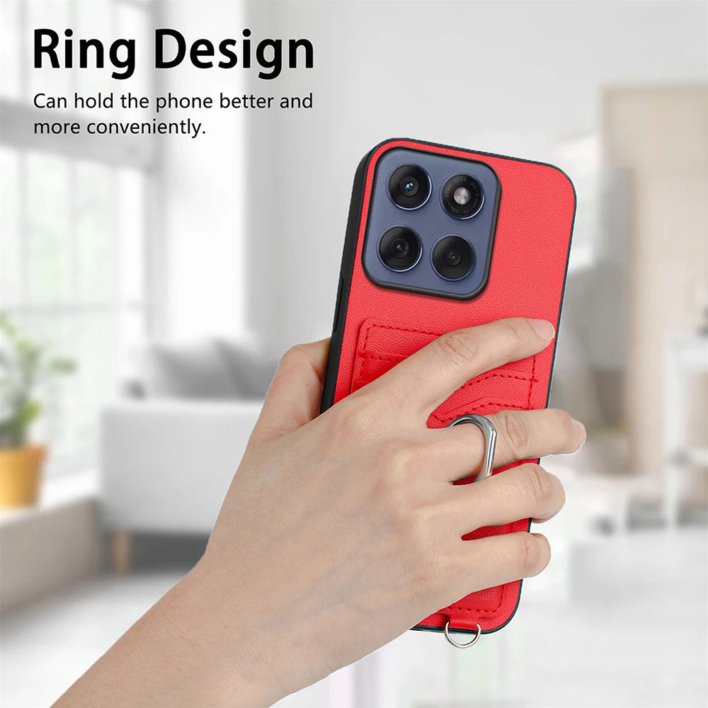 Ring Holder Case For Moto Edge 60 Fusion 60S 50 Neo X50 Ultra Pro G34 G35 G45 G55 G85 G Stylus 5G Crossbody Strap Leather Cover
