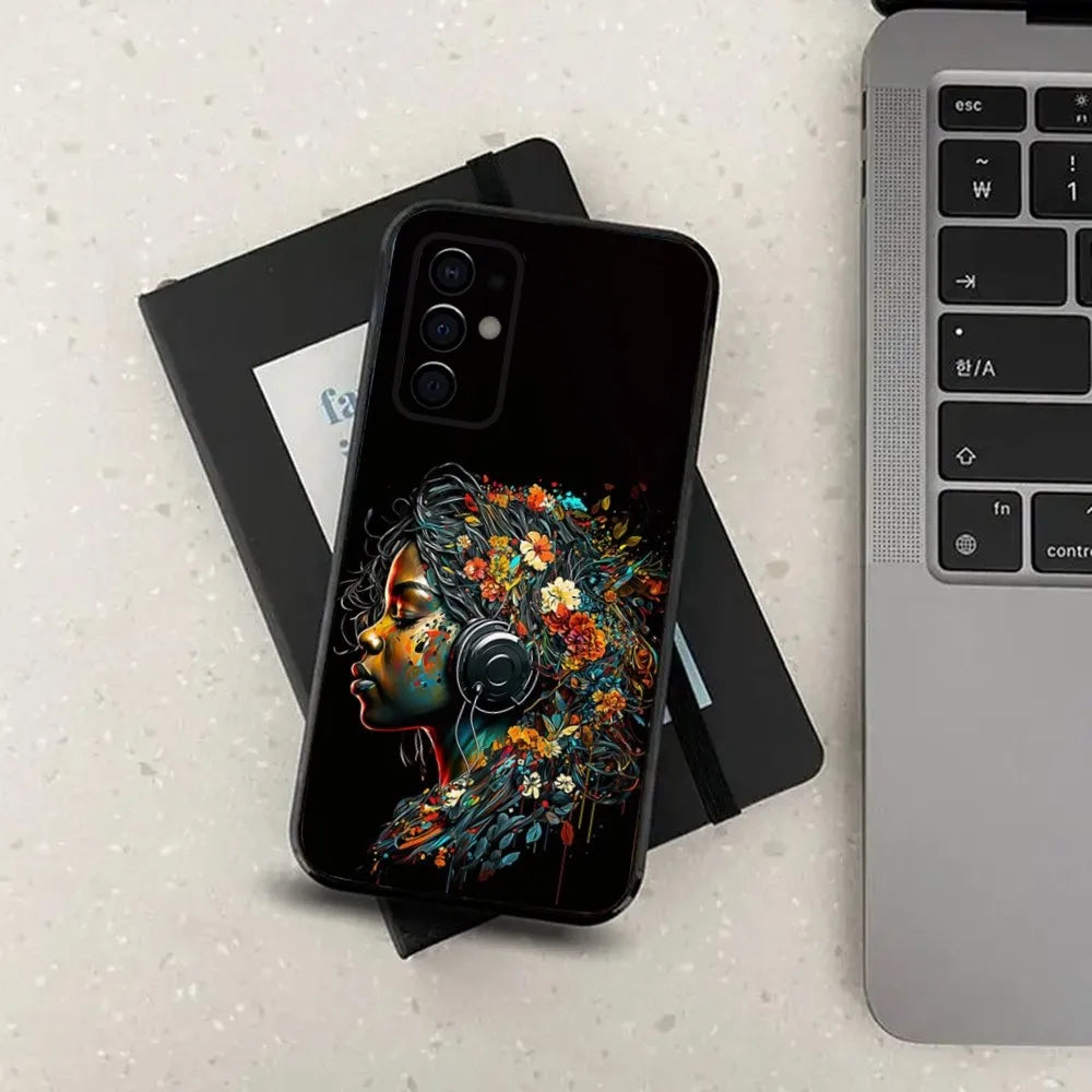 Colorful Art African Girl Black Phone Case For Samsung S24,S21,S22,S23,S30,Ultra,S20,Plus,Fe,Lite,Note,10,9,5G Black Soft Cover
