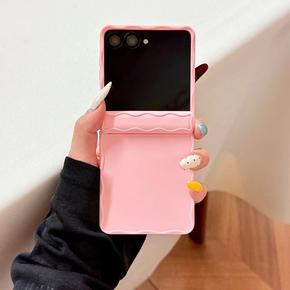 Luxury Matte Candy Color Wave Case for Samsung Galaxy Z Flip 7 6 5 Zflip Ultra Slim Shockproof Frosted Cover for Samsung Flip7