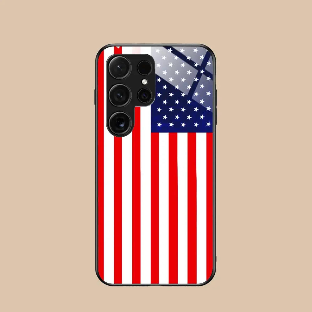 USA America Flag Mobile Cell Phone Case for Samsung Galaxy S26 S25 S24 S23 S22 S21 S20 Note20 Plus FE Ultra Glass Colorful Cover