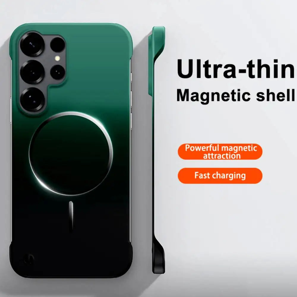 Thin Frameless Cooling Magnetic For Magsafe Case For Samsung Galaxy S25 Edge S24 S23 S22 Ultra Plus A56 Shockproof PC Hard Cover