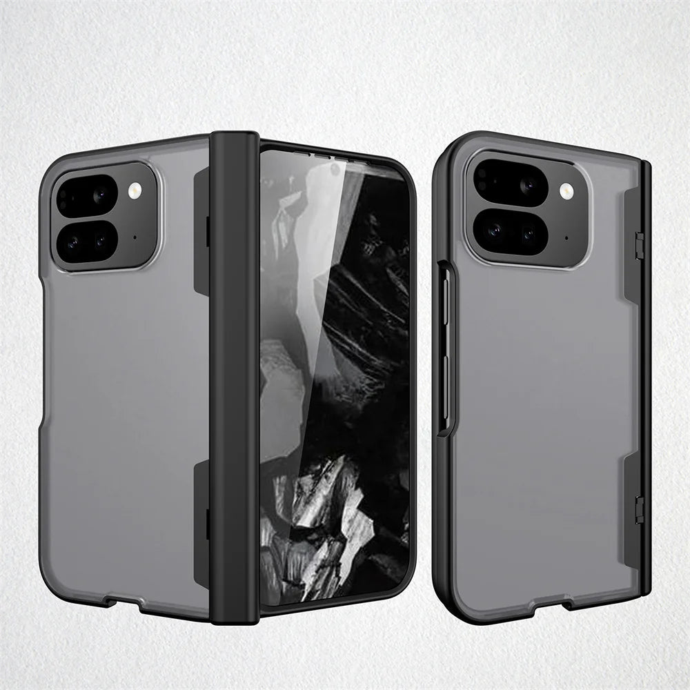 Luxury Screen Protector Film Hinge Phone Case For Google Pixel 9 Pro Fold Translucent Full Body Protective Shockproof Back Cover