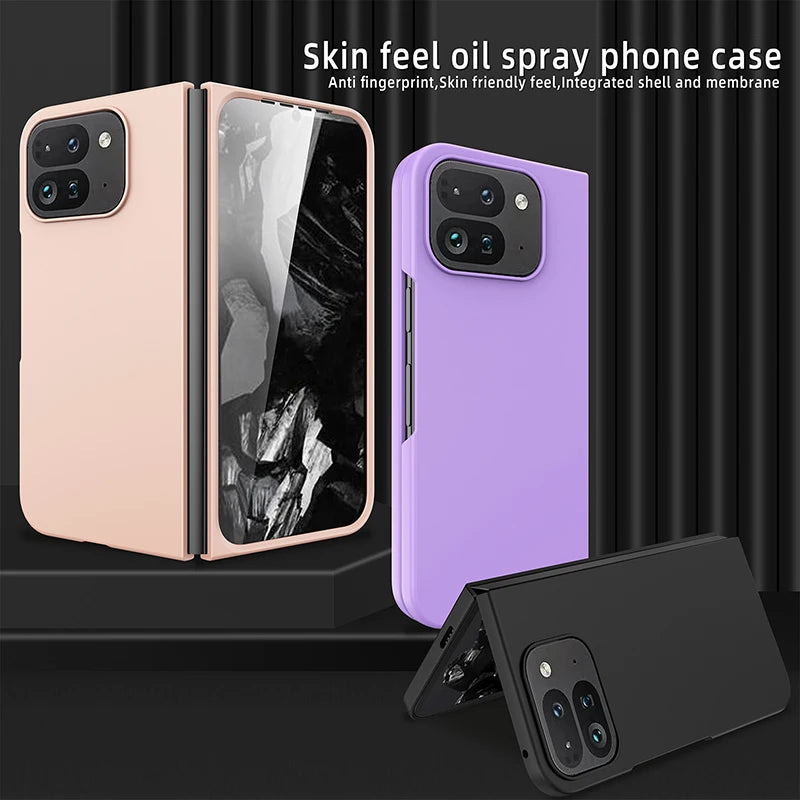 Spring Rotating Hinge Folding Matte Plastic Phone Case For Google Pixel 9 Pro Fold Matt Finish Shell