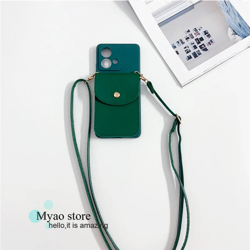 Trendy Leather Wallet Crossbody Strap Phone Case For Motorola Moto edge 40 Neo 30 Lite 50 Pro Cover Necklace Lanyard Cord Bag
