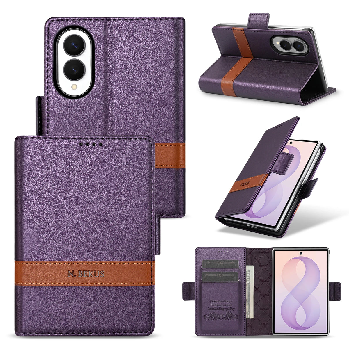 Luxury Business Splice Flip Cards Solt Wallet Leather Case for Samsung Galaxy Z Fold8 Fold 8 Wide Shockproof Book Stand Cover