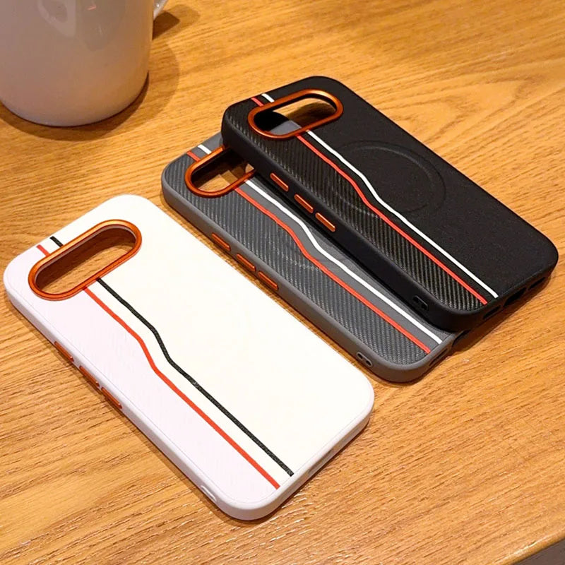 Magnetic Hard Case etui For Google Pixel 9A 10A Case For Pixel 9 10 Pro XL Leather Skin Cover With Carbon Fiber Texture