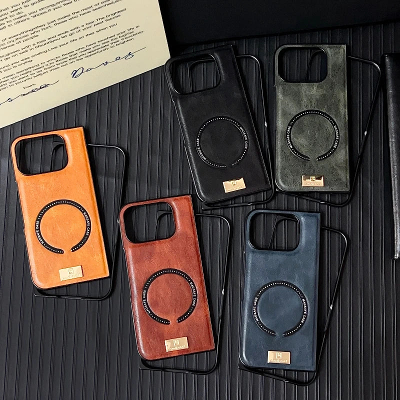 Luxury Leather Folding Case For Google Pixel 10 Pro Fold Case For Magsafe Magnetic Charge Matte Shockproof Protection Cover