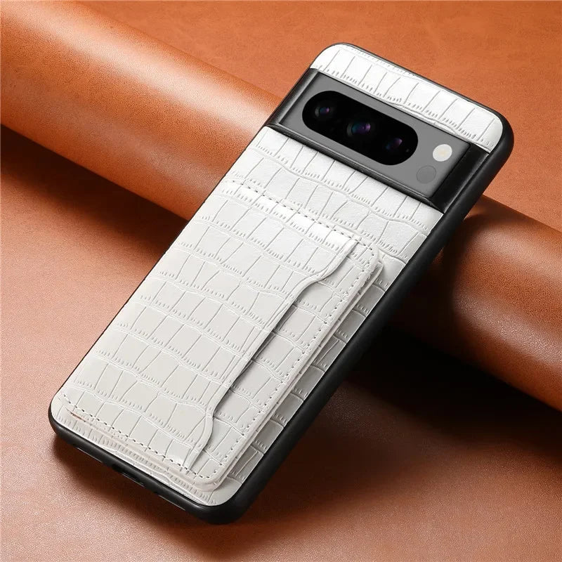 Multifunctional Crocodile Pattern Leather Phone Case Coque For Google Pixel 10 Pro 9 8 7 6 Pro 6A 7A 8A 9Pro Holder Shell Cover