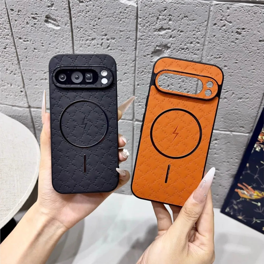 Fashion Quilted Leather Texture Magnetic Phone Case For Google Pixel 11 10 9 8 7 A Pro XL Shockproof Back Cover