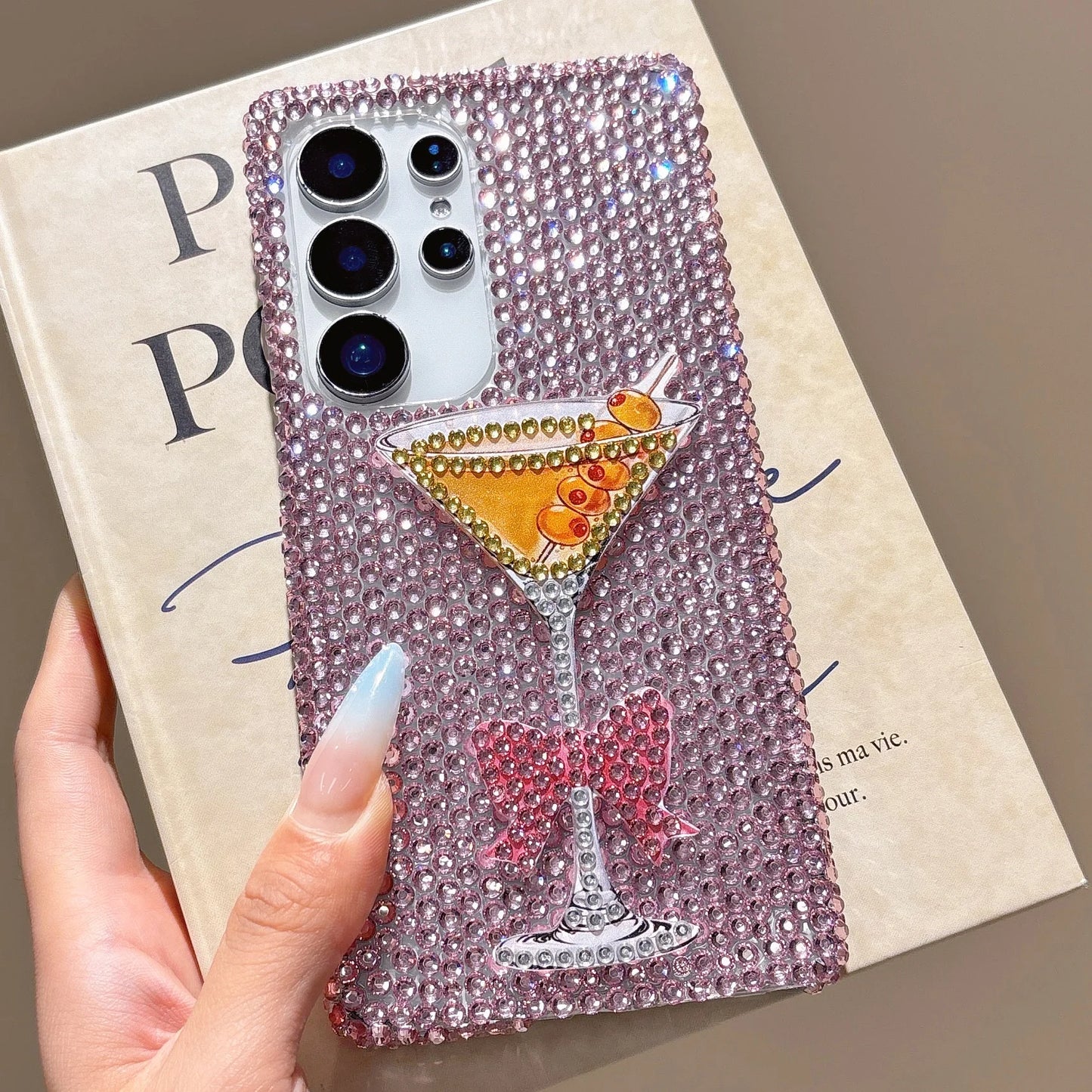 Cute Diamond Wine Glass Case For Samsung Galaxy S26 Ultra Rhinestone Cover For Samsung S25Ultra S24 Plus S23 S22 Ultra Shell