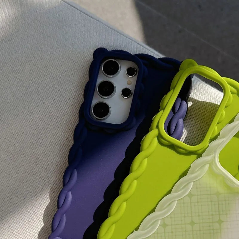 Silicone Wave Case For Samsung S25 S24 FE Plus Ultra A16 A06 A55 A35 A25 A15 A05 A54 A24 A14 A04 A13 A12 M14 M13 M12 F12 Cover