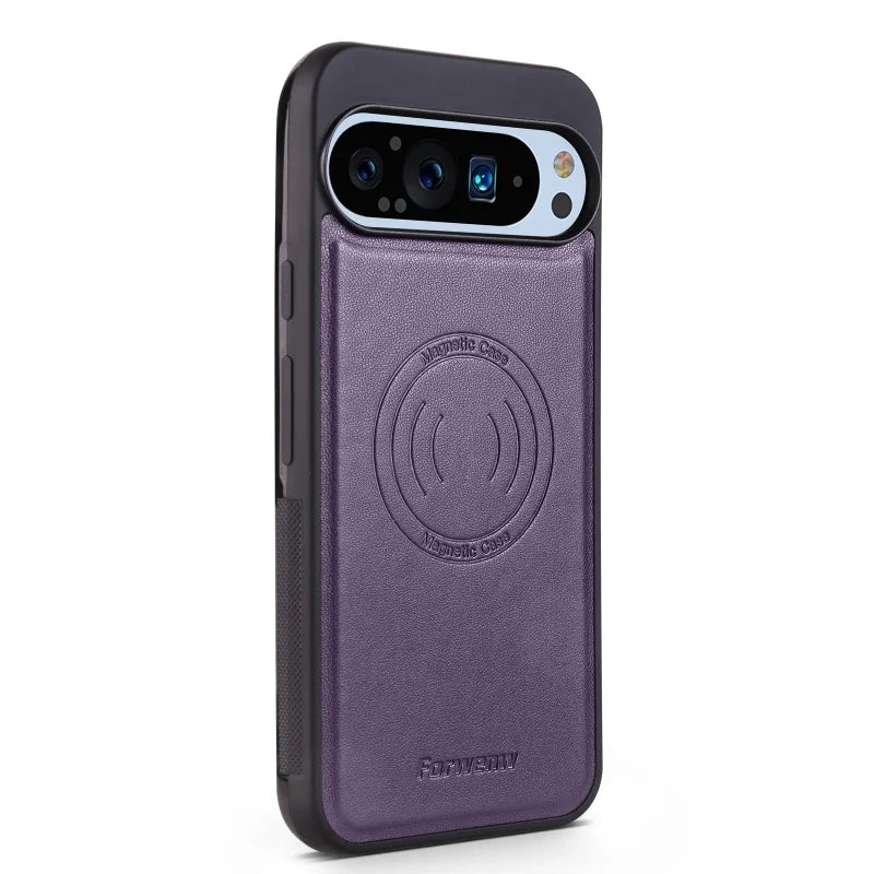 Luxury PU Leather Car Magnetic Phone Case for Google Pixel 10 Pro XL Pro 9A 9 7A 7 6A 6 Back Cover Wireless Charging Hoesje Bag