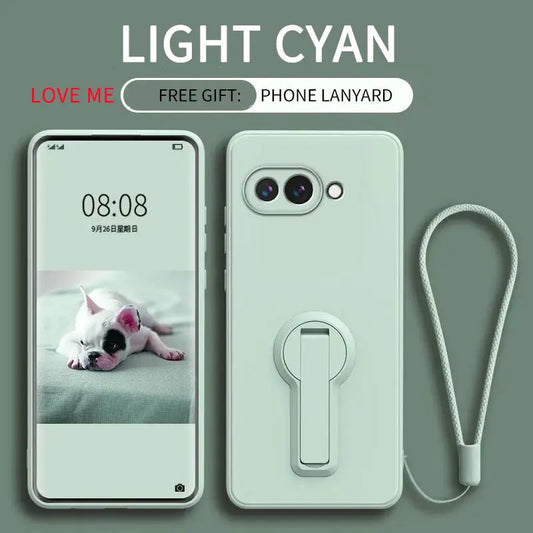 Case for Google Pixel 9a Liquid Silicone Stand Holder Soft Phone Skin Cover for Pixel 8 Pro 8a Upgrade Shockproof Back Funda