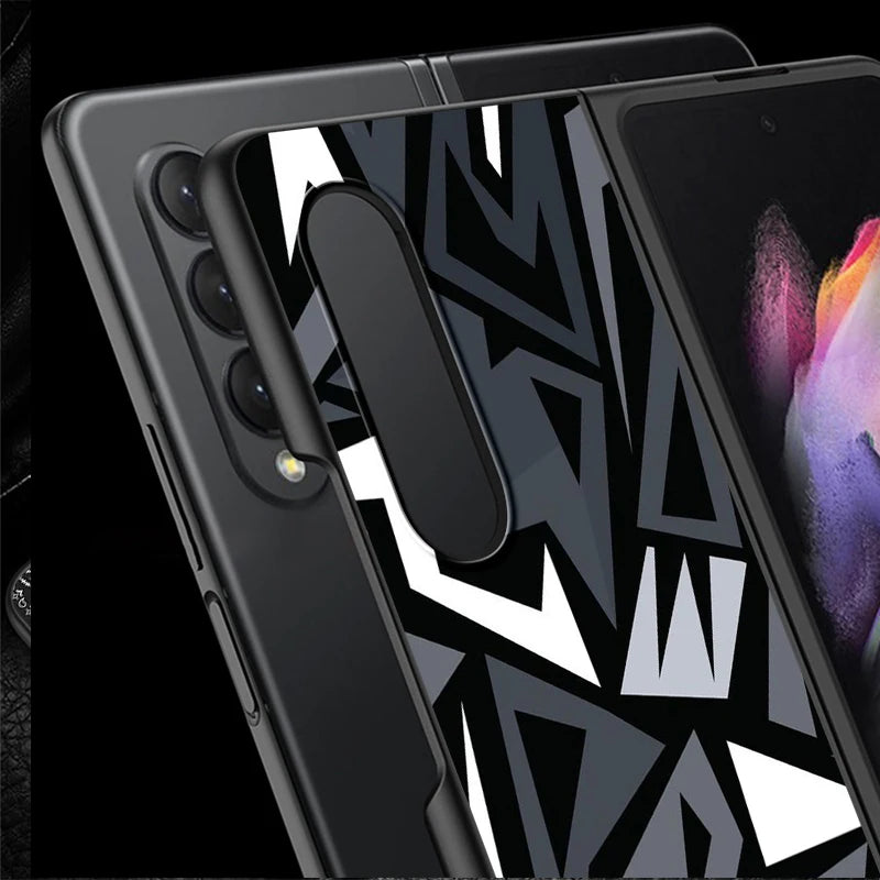 Black Art Pattern Case for Samsung Galaxy ZFold3 ZFold4 Z Fold 7 6 5 4 3 ZFold5 ZFold7 ZFold6 Back Phone Cover