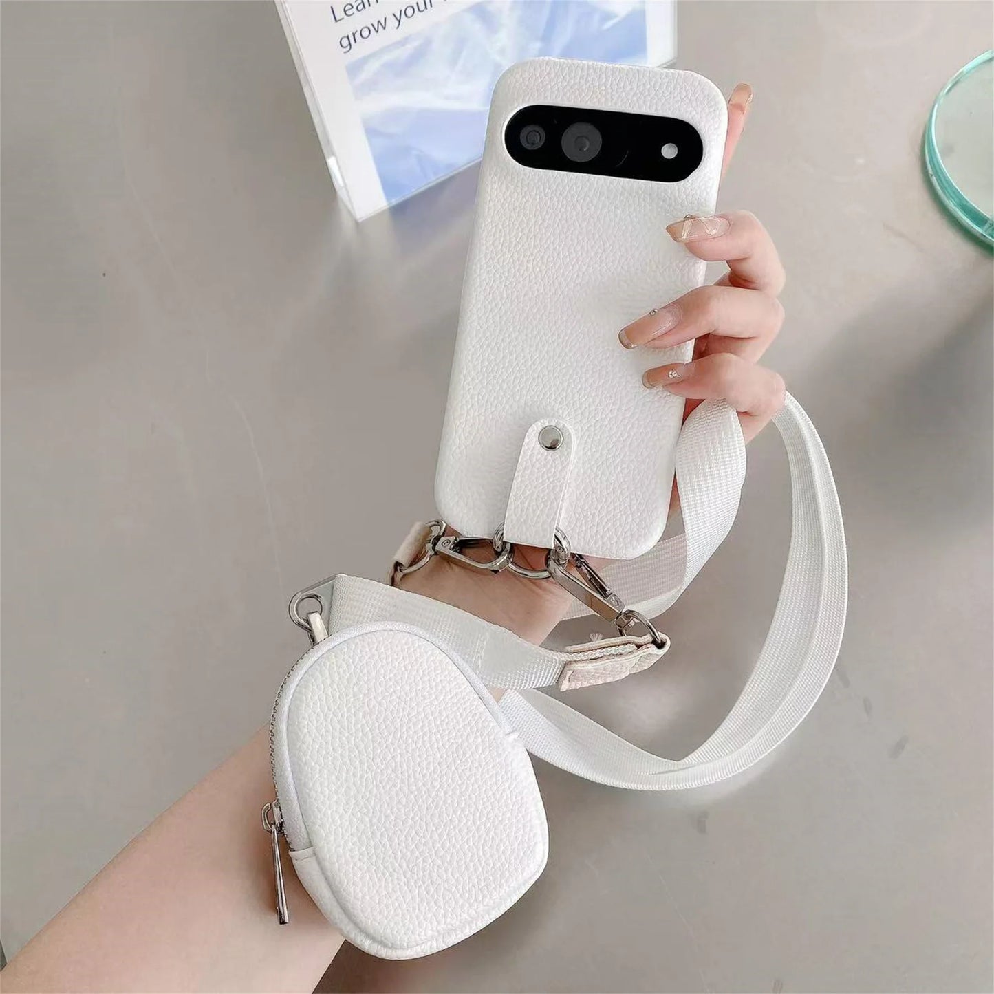 Korean Luxury Lychee Pattern Candy Color Case With Crossbody Lanyard Coin Purse For Google Pixel 9 8 7 Pro XL 8A 7A 9XL Cover