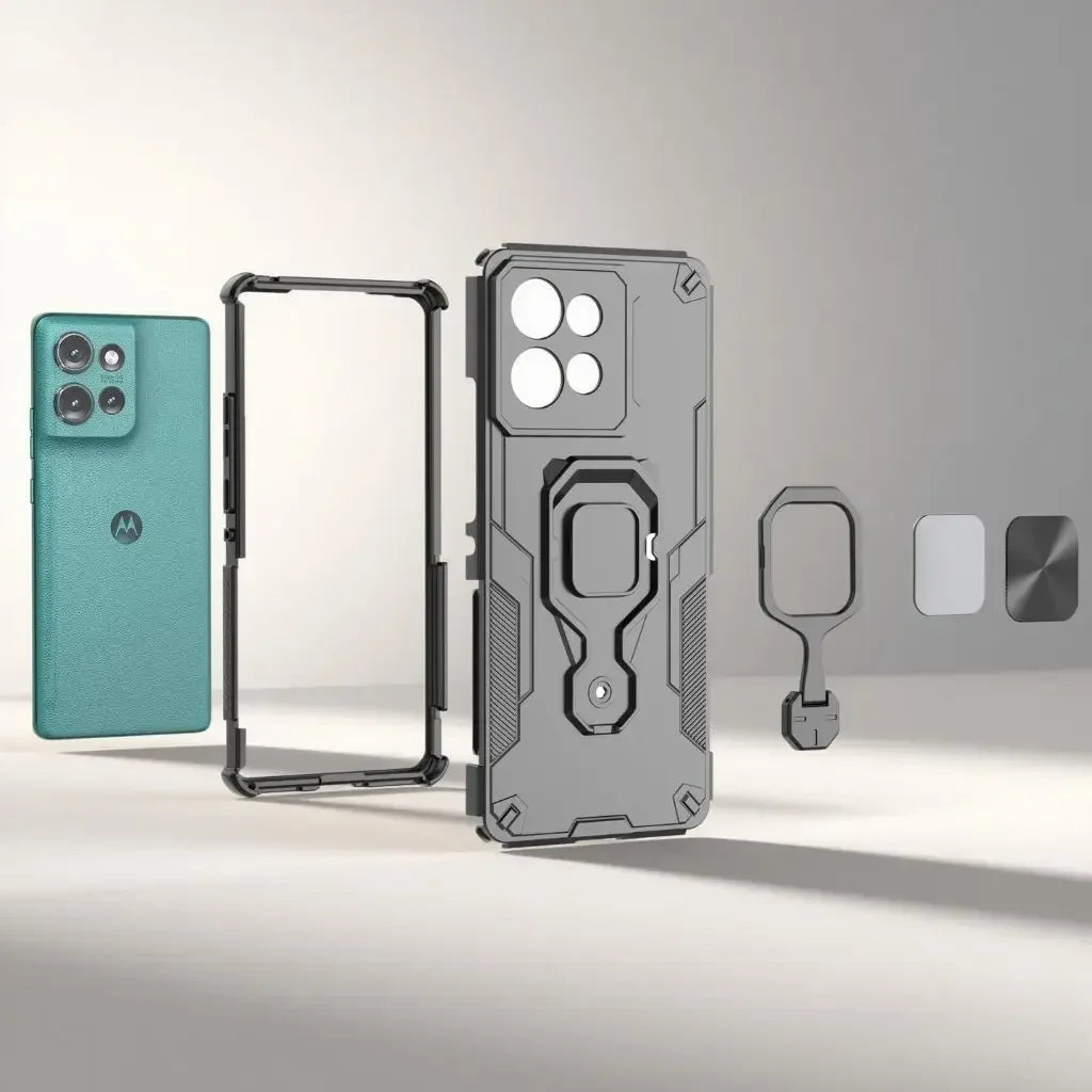 Metal Bracket Case For Motorola Edge 60 Pro 60 Fusion 60 STYLUS Phone Case With Holder Protective Cover Bumper Fundas Coque