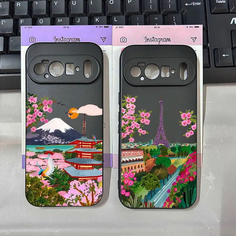 For Pixel 10Pro Japan Anime Mount Fuji Landscape Phone Case For Google Pixel 10 Pro XL 9 8 7 6 Pro 8A 7A Scenery Soft Back Cover